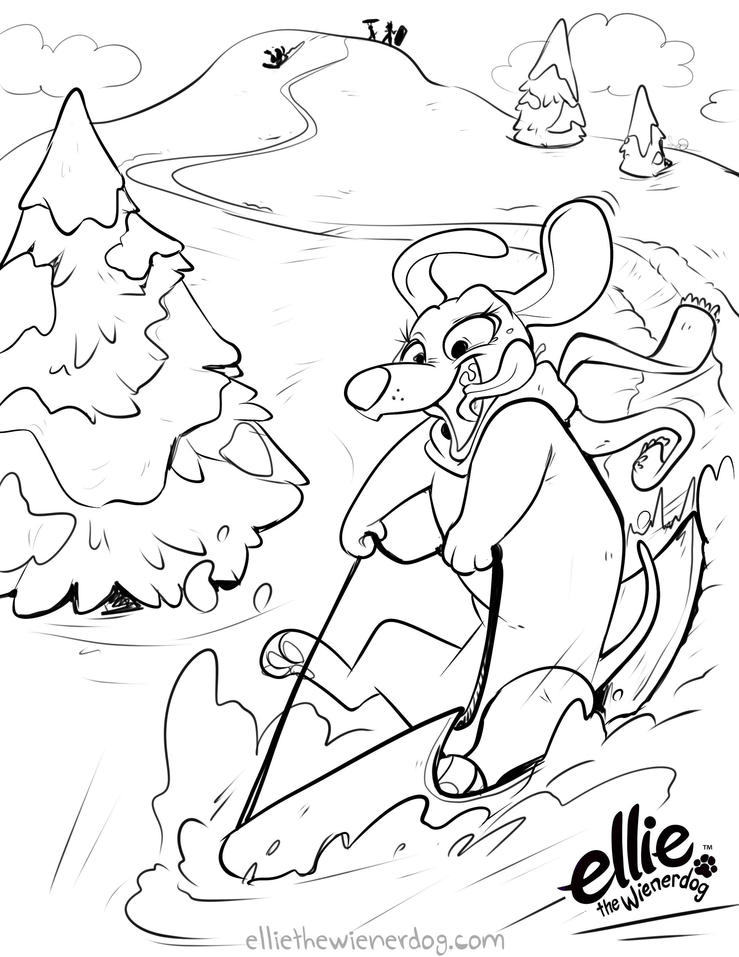 Download Ellie the Wienerdog Winter Fun Coloring Page - Ellie The ...
